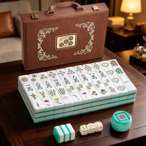 166 Acrylic American Mahjong Tile Set & Vintage Case