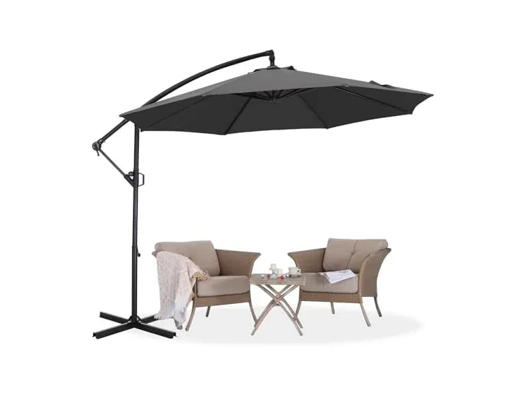 ABCCANOPY 10ft Cantilever Outdoor Patio Umbrella with Cross Stand (Dark Gray)