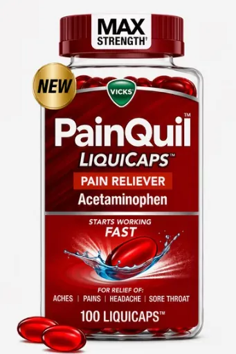 Vicks PainQuil Max Strength 1000mg Acetaminophen Pain Relief LiquiCaps 100-Count