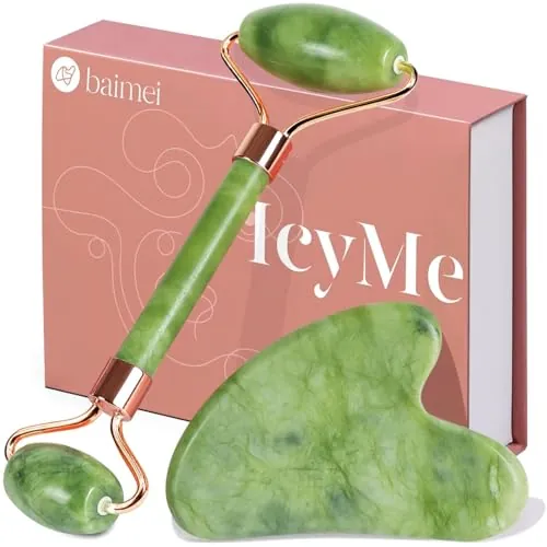 BAIMEI IcyMe Gua Sha & Jade Roller Facial Skincare Tool Set (Green)