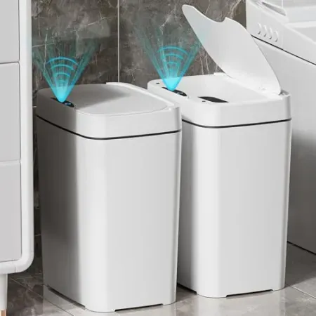 2-Pack Vanpopubs 2.7 Gal Slim Motion Sensor Bathroom Trash Cans w/ Lids