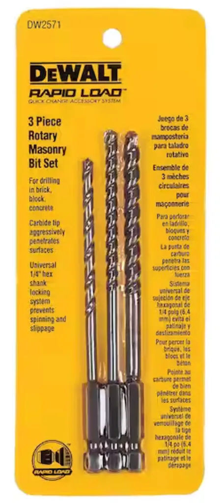 DeWalt 3-Piece Masonry Drill Bit Set