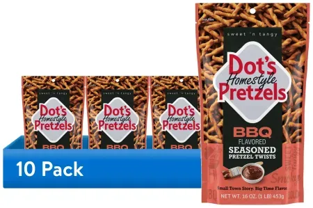 10-Pack 16oz Dot's Pretzels BBQ Seasoned Pretzel Twists