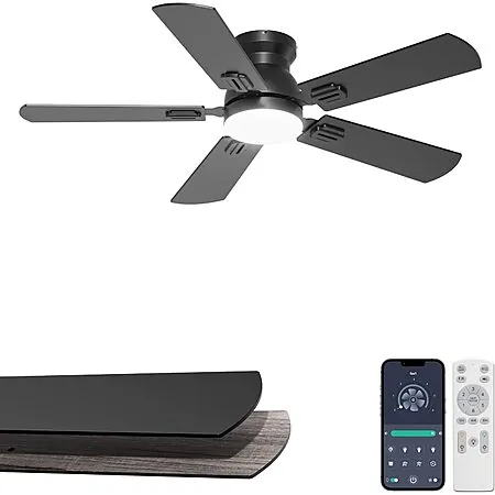 Prime Members: Phylluz Flush Mount Ceiling Fan w/ Dimmable LED Light (2 Sizes)
