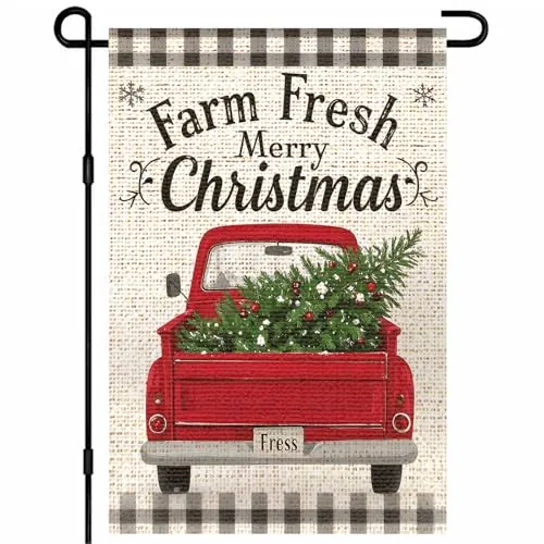 Christmas Red Truck Garden Flag