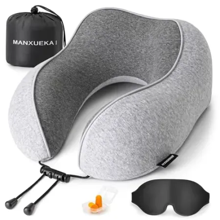 MANXUEKAI 100% Pure Memory Foam Travel Neck Pillow