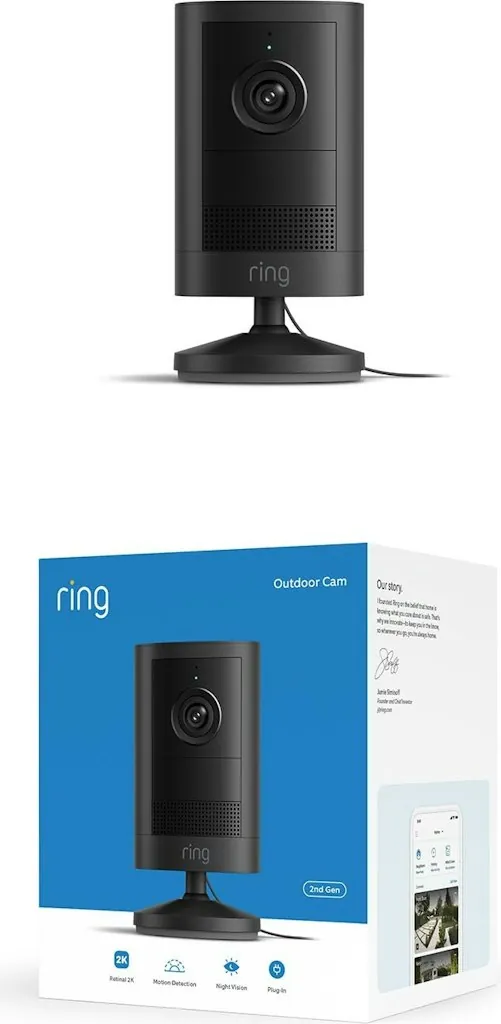 Ring Outdoor Cam 2K Plug-In Security Camera