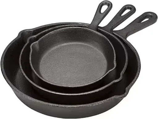 Cooks 3-Piece Cast Iron Fry Pan Set (10", 8", 6.5")