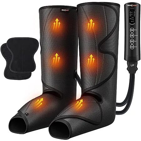 SHINE WELL Air Compression Leg Massager w/ Heat for Circulation