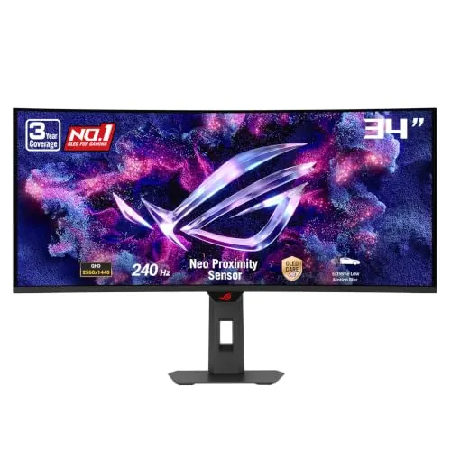 ASUS ROG XG34WCDMTG 34 Inch 1440p 240Hz Ultrawide QD-OLED Gaming Monitor