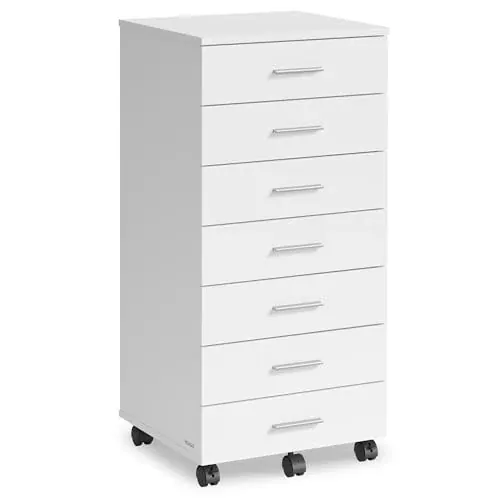 VASAGLE File Cabinet with Wheels, 7 Drawers