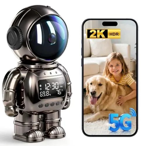 GBIUT Robot Alarm Clock Camera 2K HD 5G/2.4Ghz WiFi