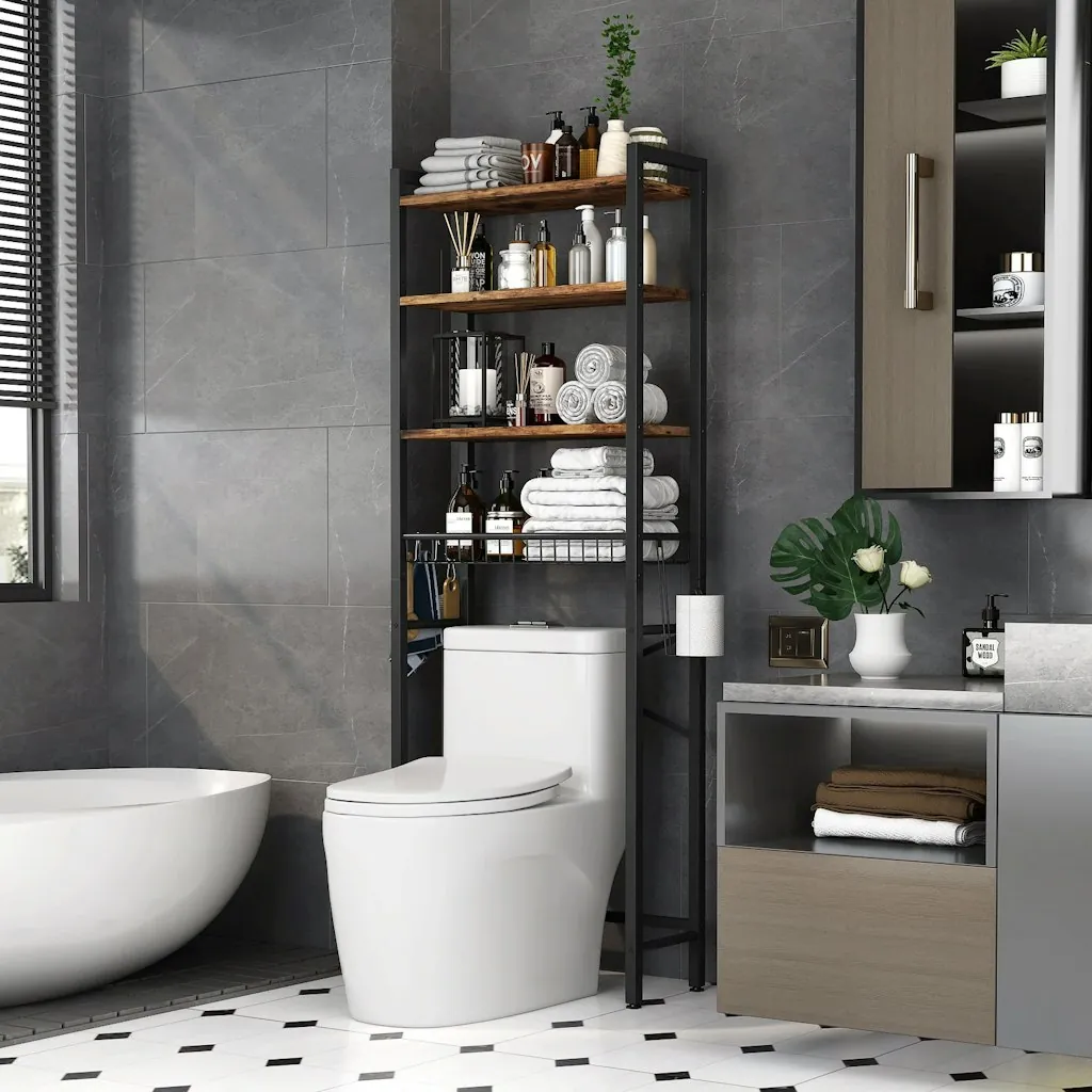17 Stories Agassiz Metal Adjustable Freestanding Over the Toilet Storage