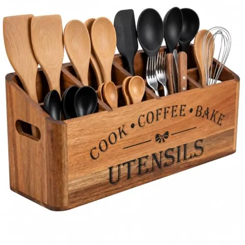 Acacia Wood Utensil Holder