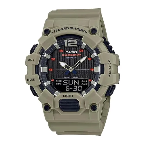 Casio Men's 46mm Classic Analog Digital Display Quartz Watch with Black Dial (Tan)