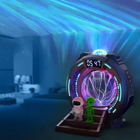 L LOHAS LED 6-in-1 Projector Night Light w/ White Noise, Bluetooth Audio, Clock & Remote