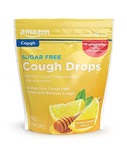 Amazon Basic Care Sugar Free Cough Drops 140-Count (Honey Lemon)