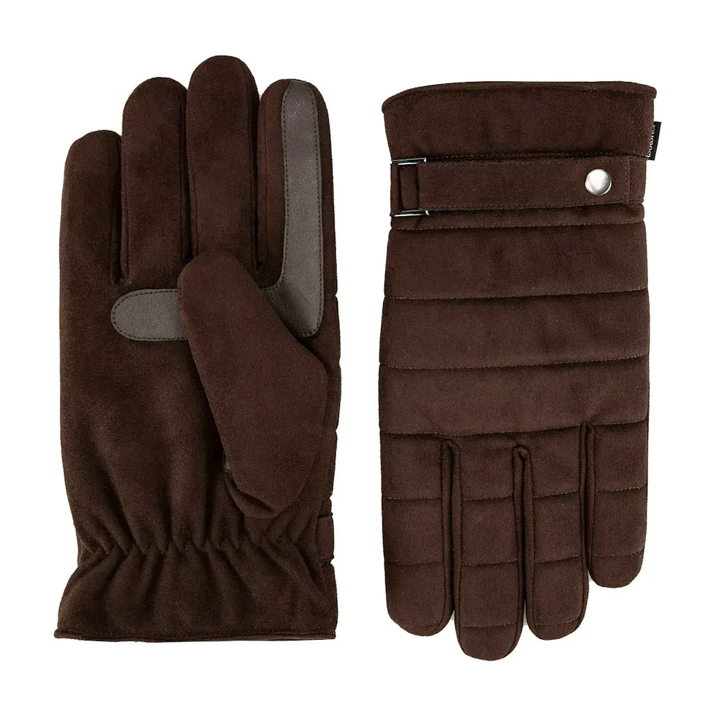 Isotoner Men's Water Repellent Microsuede Quilted Touchscreen Gloves