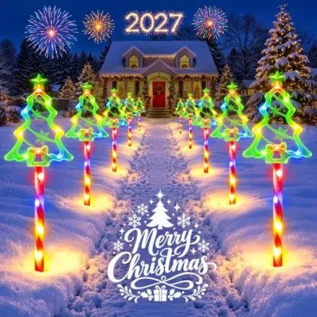 10-Pack HALHSAP Solar Christmas Pathway & Candy Cane Lights
