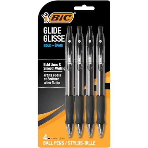 BIC Glide Bold Black Ballpoint Pens 1.6mm 4-Count
