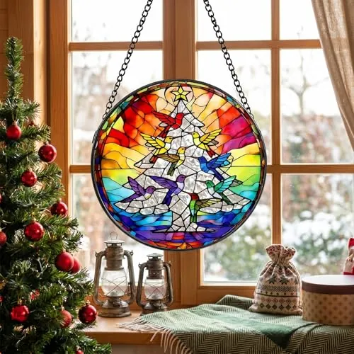 Christmas Tree Stained Glass Sun Catchers