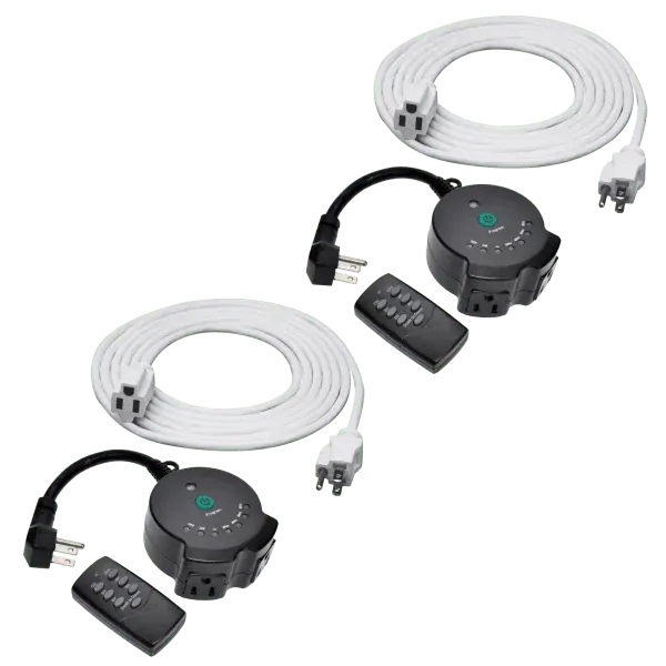 Outdoor Lighting Timer with Indoor/Outdoor Extension Cord 2-Pack