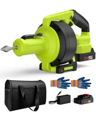Ublue 21V 25' Auto-Feed Snake Cordless Electric Drain Auger
