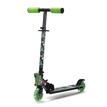 Voyager Minecraft Kids' 2-Wheel Foldable Kick Scooter w/ Light-Up Wheels
