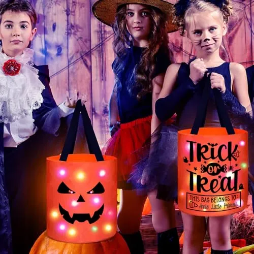 MONNCHA Halloween Trick or Treat Candy Bucket Basket Decoration