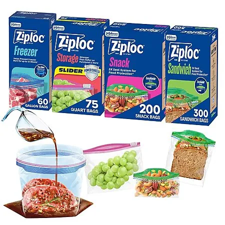 Select Accounts: 635-Ct Ziploc Food Storage & Sandwich Bags Variety Pack