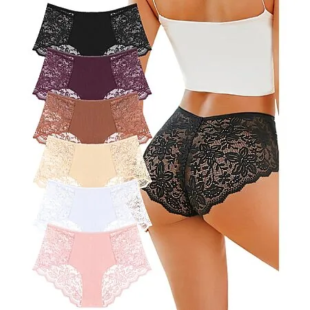 6-Pack All Of Me Women's Lace High Waisted Brief Panty