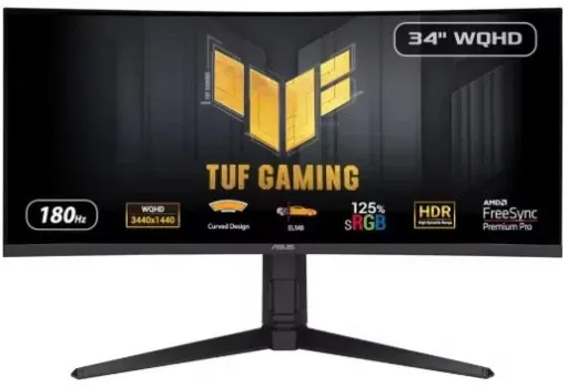 ASUS TUF 34" 3440x1440p WQHD 180Hz 1ms Curved VA Gaming Monitor