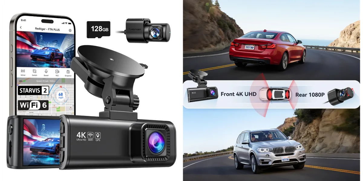 F17 4K 3-Channel Dash Cam with FREE 64GB microSD card