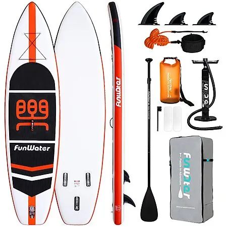 11' x 33" FunWater Inflatable Stand Up Paddle Board w/ Accessories