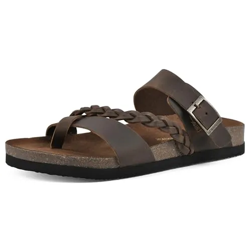 WHITE MOUNTAIN Shoes Hazy Footbed Sandal, Brown/Leather