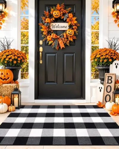 Arotive Washable Buffalo Plaid Large Low Profile Door Mat 2'4" x 3'7"