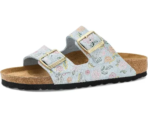 Birkenstock Women's Arizona Sandals Baby Blue Flower Print