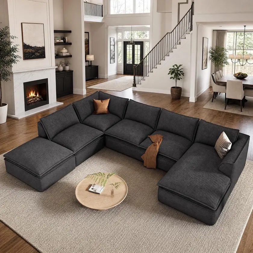 Vesgantti 142in Boneless Sectional Modular Couch