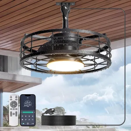Phylluz 16" Outdoor Wet Rated Ceiling Fan with Lights