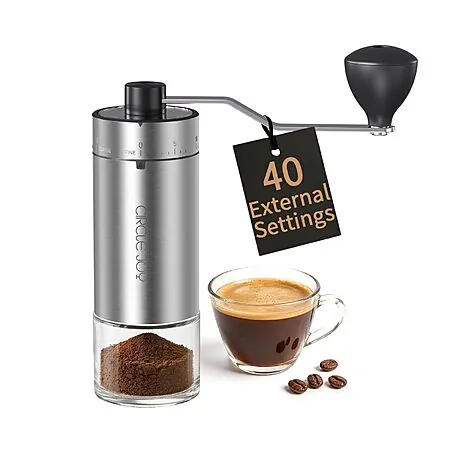 CIRCLE JOY Mini Hand Coffee Grinder w/ 40 Settings & Ceramic Conical Burr