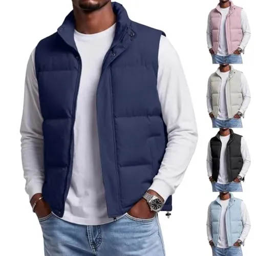 Casual Lightweight Sleeveless Full Zip Up Puffer Vest