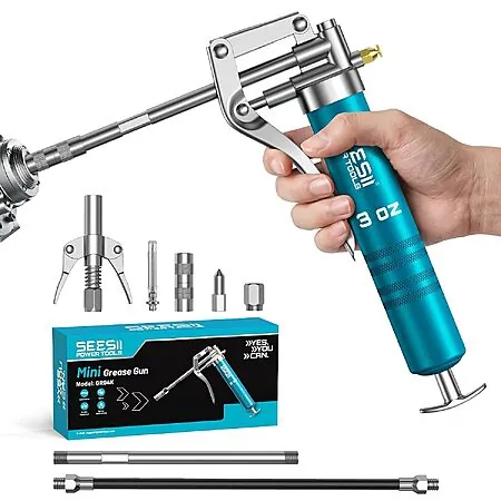 Seesii 3-Oz 4000 PSI Mini Grease Gun Kit w/ Air Bleed Valve & 4 Nozzles