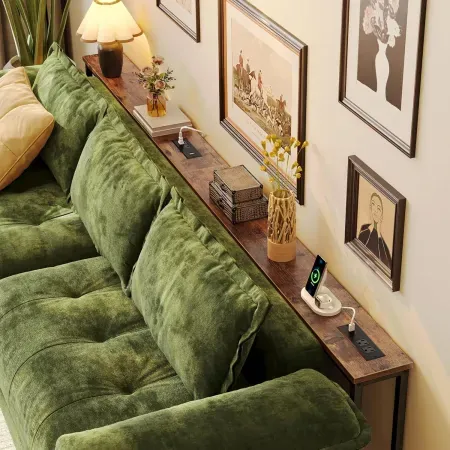 Huuger 102.4" Sofa Table w/Power Outlets