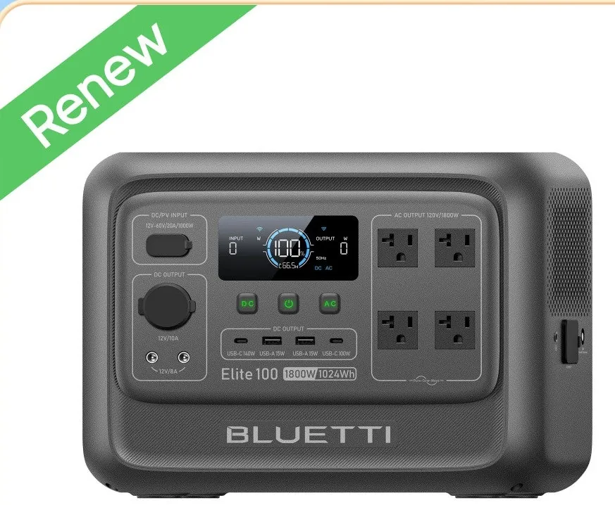 Certified Refurb Bluetti Elite 100 V2 1024Wh 1800W Portable Power Station