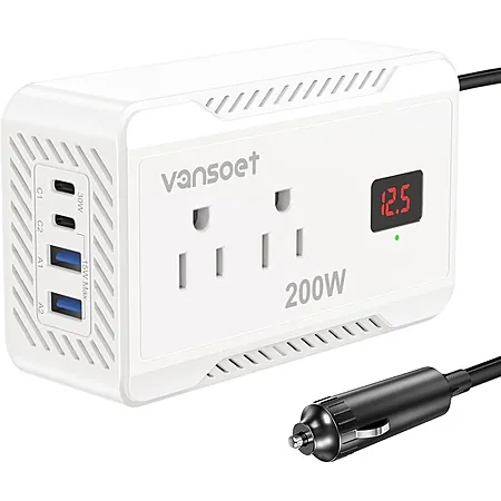 vansoet 200W DC 12V to 110V AC Car Power Converter