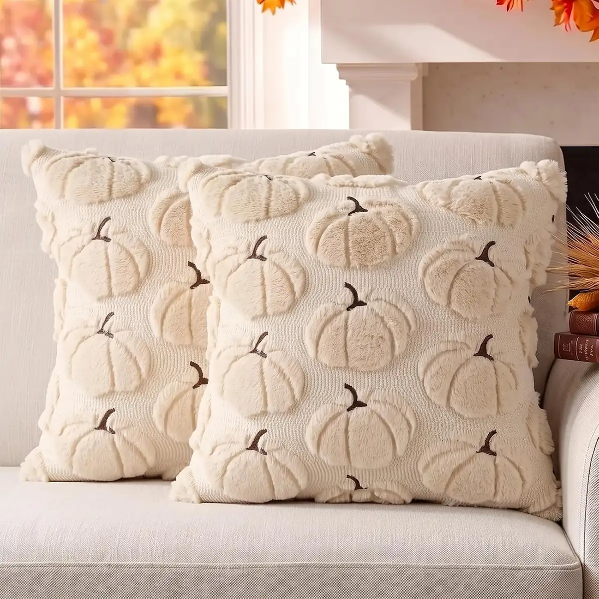 Fall Pumpkin 16×16″ Pillow Cover 2-Pack