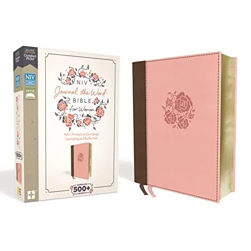 NIV, Journal the Word Bible for Women, Leathersoft, Brown/Pink, Red Letter