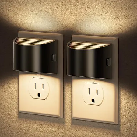 2-Ct JandCase LED Night Lights w/ 3 Brightness Levels & Dusk-to-Dawn Sensor