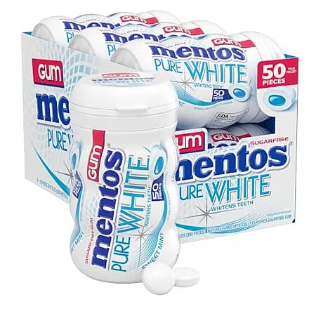Select Accts: 6-Pk 50-Ct Mentos Pure White Sugar Free Gum (Sweet Mint)