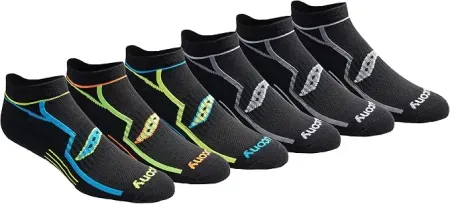 6-Pairs Saucony Men's Rundry Bolt Performance No-Show Socks
